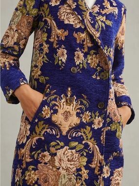 Anthropologie Maeve Floral Brocade Overcoat